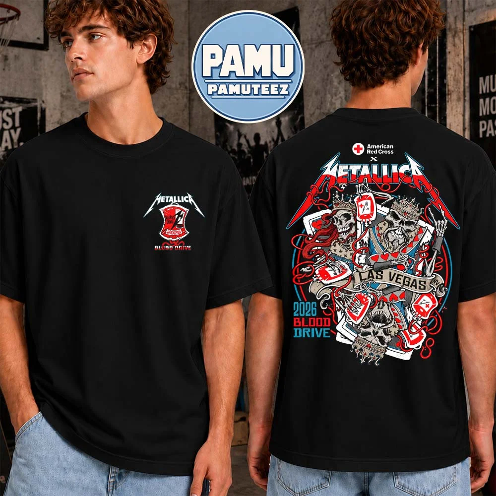 2026 Metallica 2026 Blood Drive Las Vegas T Shirt Double Sided Print Unisex Heavy Metal Rock Band Short Sleeve Cotton Tee