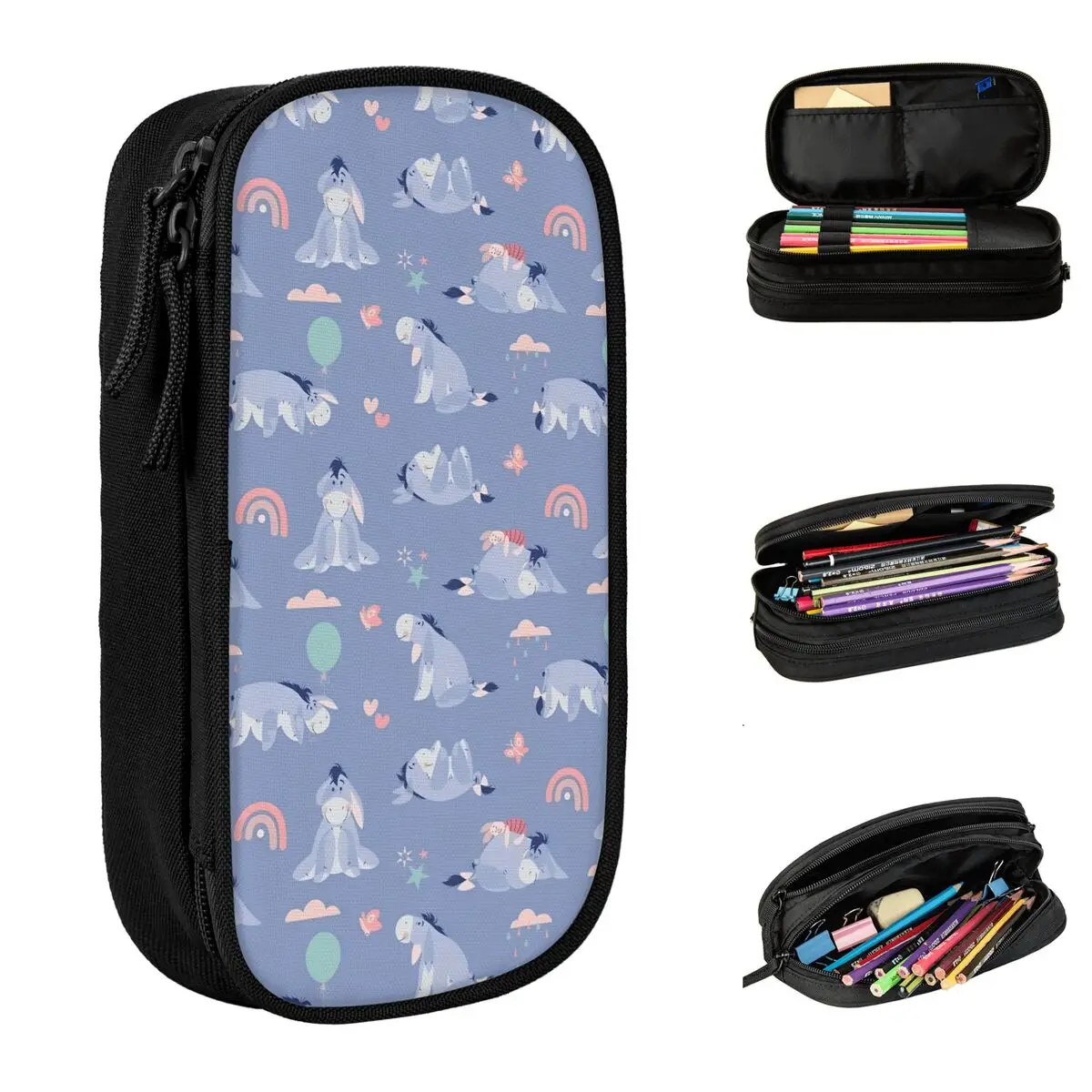 Creative Pooh Bear Eeyore Donkey Pencil Case Cute Cartoon Pencilcases Pen Box Kids Large Storage Bag Office Gifts Accessories