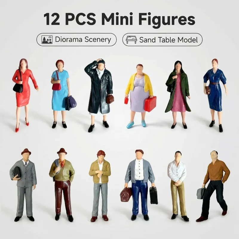 Модели 3D-печатных фигурок 1:25, 12 стилей (6 мужских, 6 женских), миниатюрные фигурки для песочницы, диорамы, оформления сцен, материалы для DIY декора