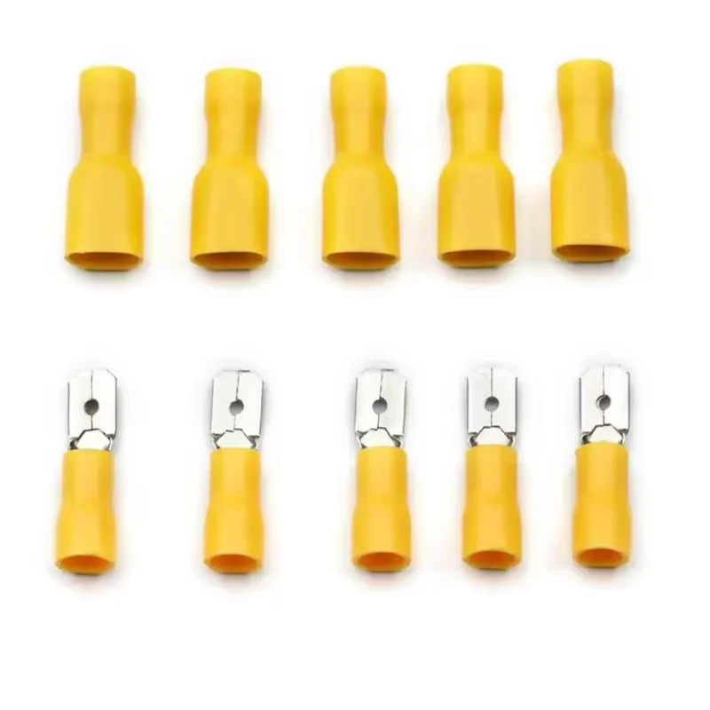 50PCS 6.3mm 12-10Awg Female Male Electrical Cable Connectors Insulated Crimp Terminals Flat Spade Cable Terminal Connectors