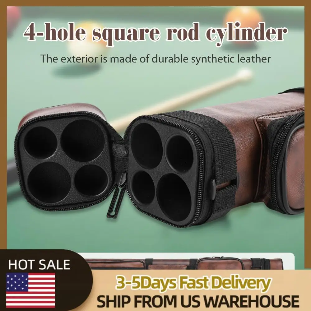 

Square Four-Hole Pool Cue Case Leather Billiard Cue Storage Box Billiard Pool Cue Case Pool Stick Case for Carrying Cue Sticks