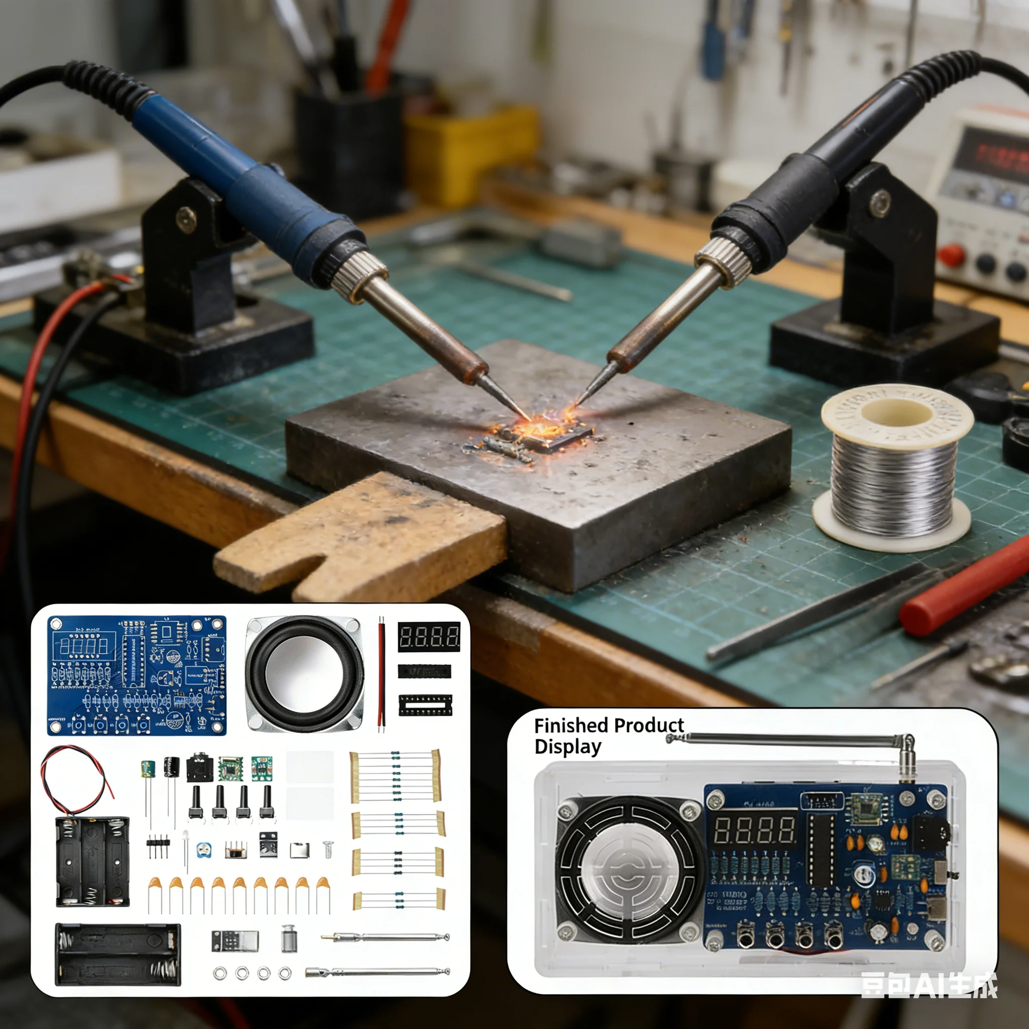87.5-108MHz FM Radio Kit Digital Display Electronic DIY Parts Manual Soldering Kit Type C Interface Microcontroller 3-5W