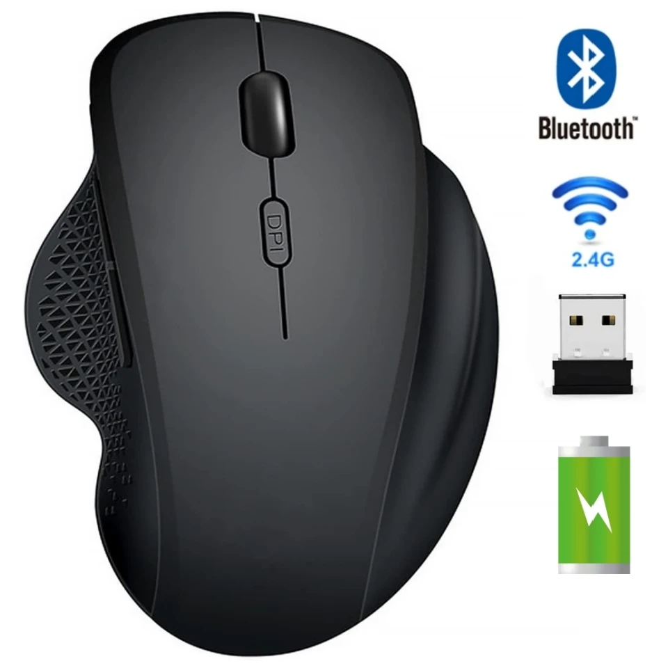 Bluetooth Wireless Recarregável Gaming Mouse, Gamer, USB, Computador, Ergonômico, 6 Button, Ratos para PC, Laptop