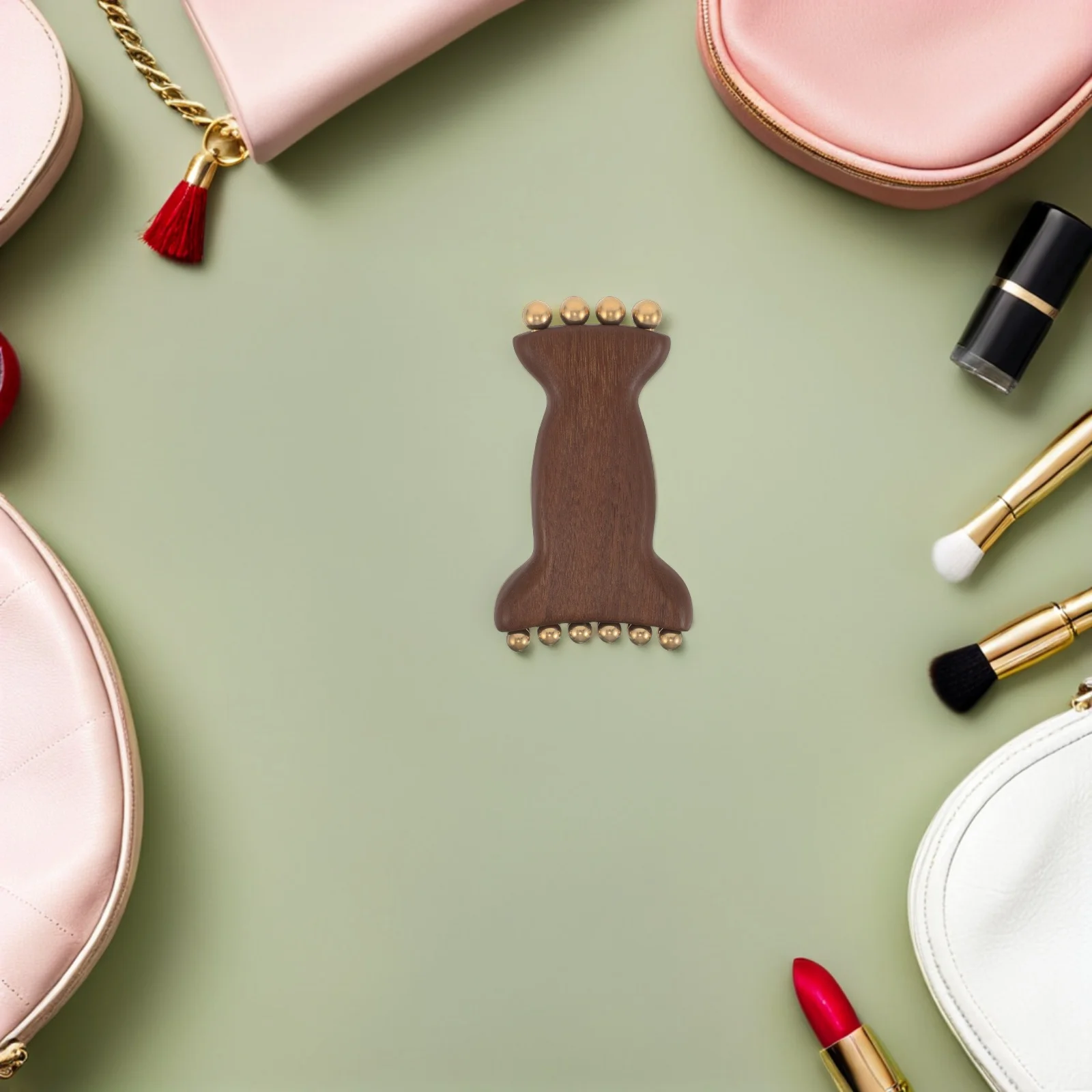 녹색 백단향 얼굴 마사지기 천연 목재 테라피 도구 얼굴 목 리프팅 휴대용 괄사 마사지 기기