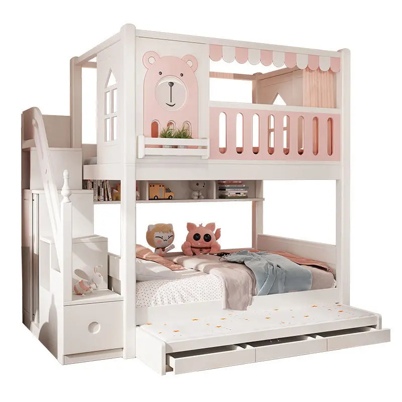 Children up and down bunk bed girl boy princess bed tree house high and low child mother bed sibling