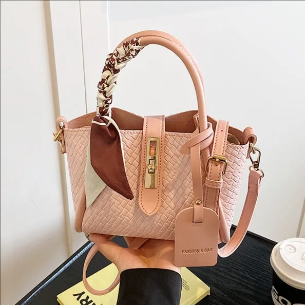 

SENMENG 2025 Summer Woven Bucket Tote Convertible Shoulder Crossbody Chic