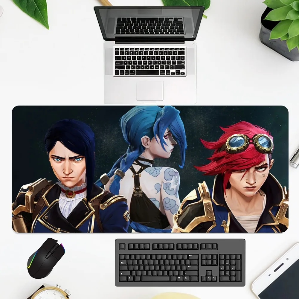 A-Arcane season 2 VI and Caitlyn Mouse Pad office Large Small Computer pc Keyboard Rubber Game Anti-Slip Mice Mat big