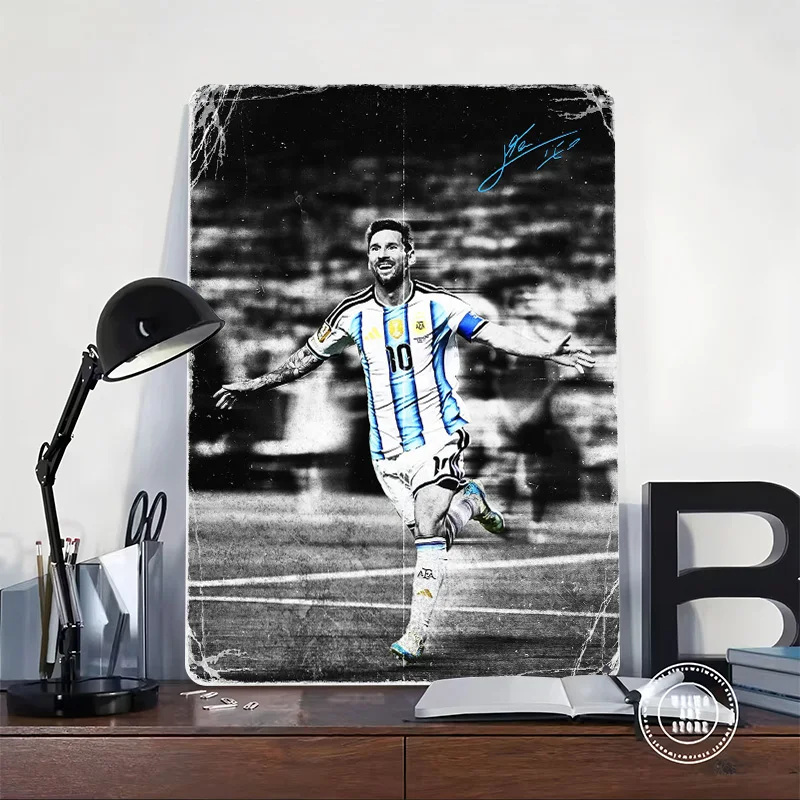 Lionel Messi Celebrating a Goal Personalized 3D Textured Metal Poster Wall Art Vintage Tin Signs for Decor Luxury Room Ornaments