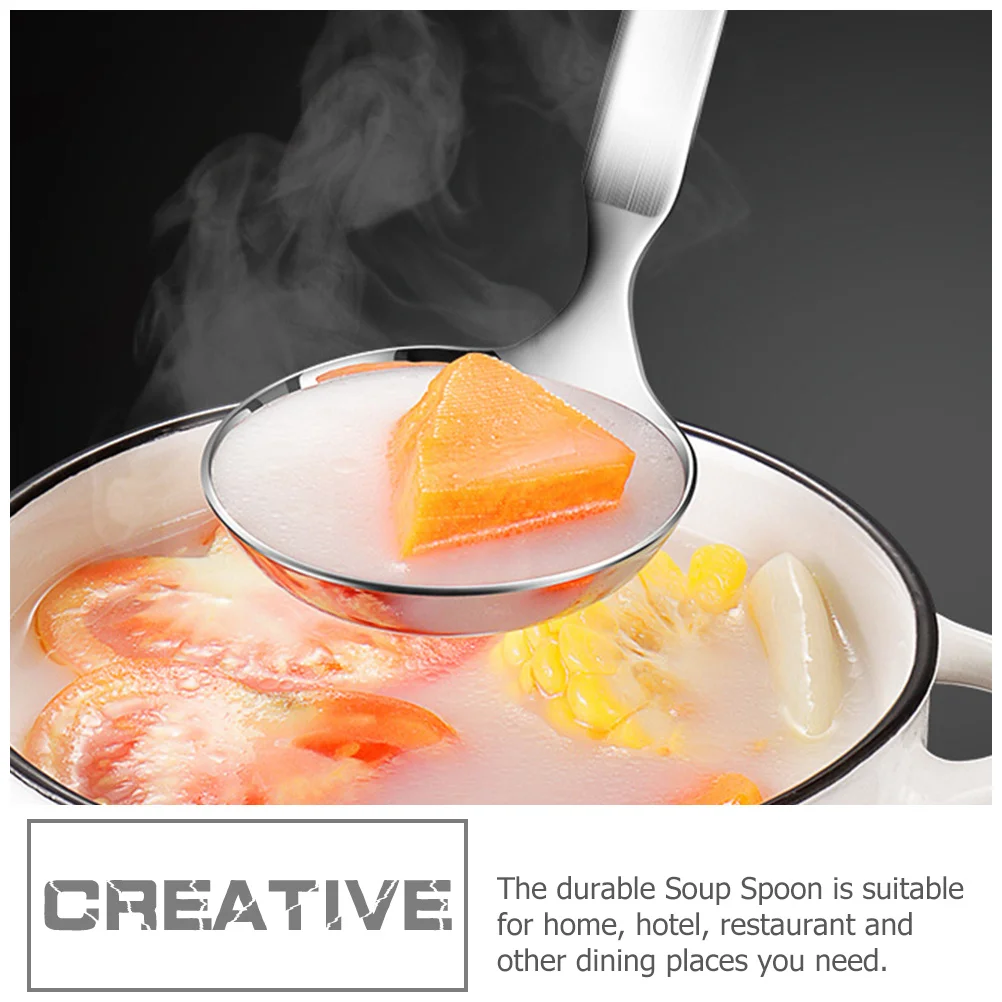 

1 Set Stainless Steel Slotted Soup Spoon Long Handle Serving Utensil Kitchen Restaurant Household Spoons Set Reusable Strainer