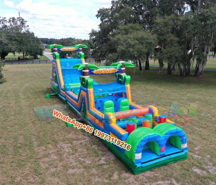 

Commercial Grade Castillos Hinchables Jumping Bouncy Castle Bounce House Inflatable Tropical Obstacle Course with Slide