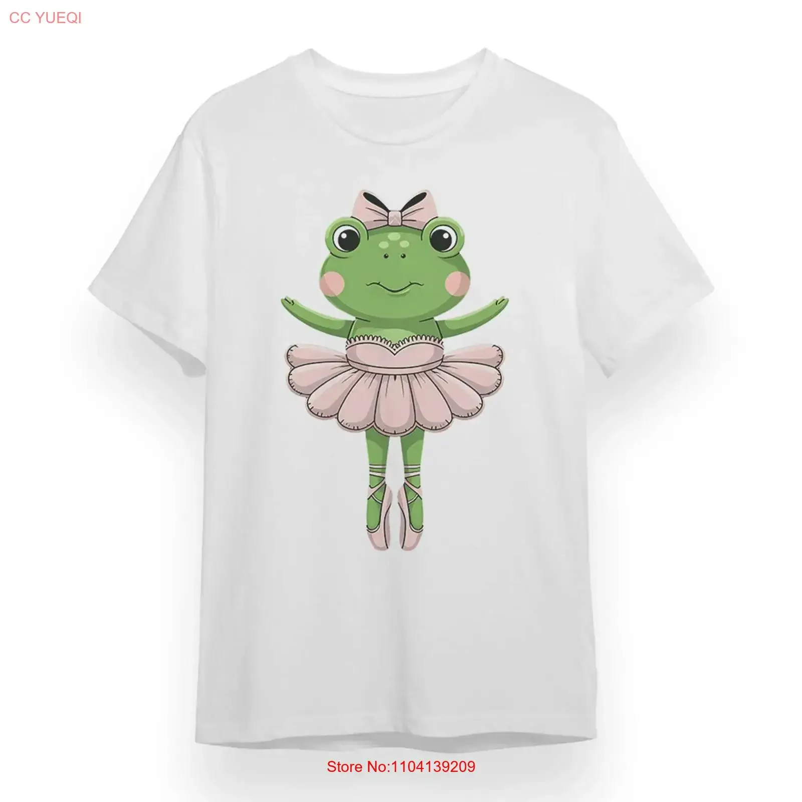 Women's T shirt with The frog dancing ballet White Cotton USA vintage Washed Stretched Breathable Casual Top For Everyday Wear