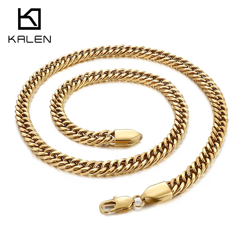 KALEN 8mm Multi-Color Hip Rock Link Chain Necklace for Men Stainless Steel Cool CHarms Accessories Trendy  Jewelry