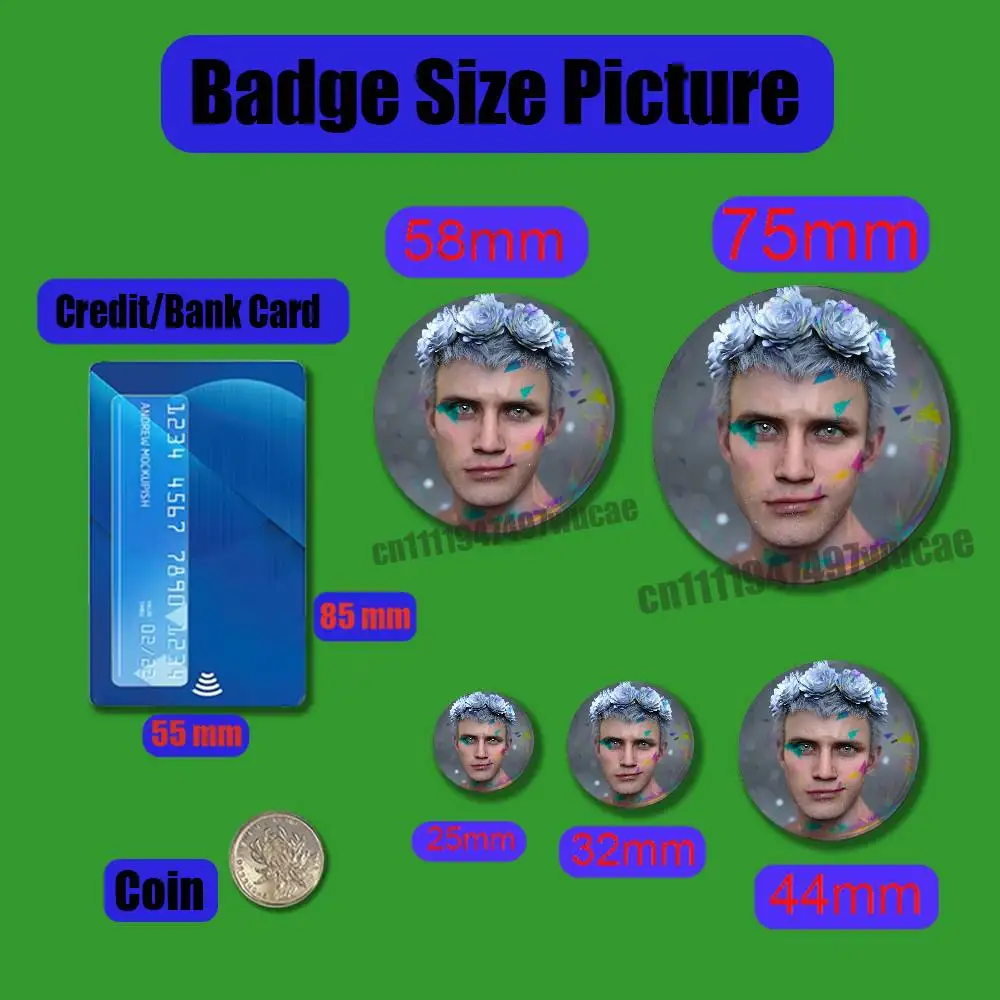 For D-Devil May Cry DMC 5 Nero Badge Case Custom Pin Insignia Emblem Round Brooch Button Cosplay Laser Cover
