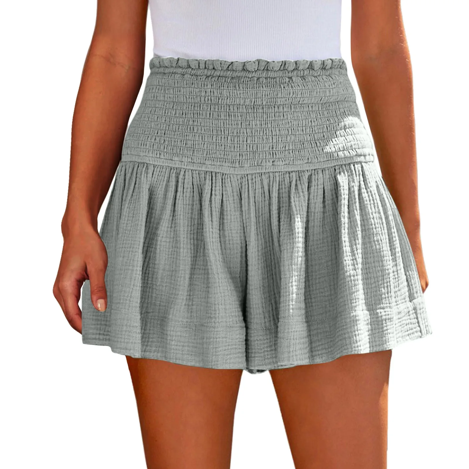 Ladies Casual Large Solid Color Breathable Fashion Wide Leg Shorts Shorts for Women Women's Shorts Summer Womens Shorts Elegant image 5