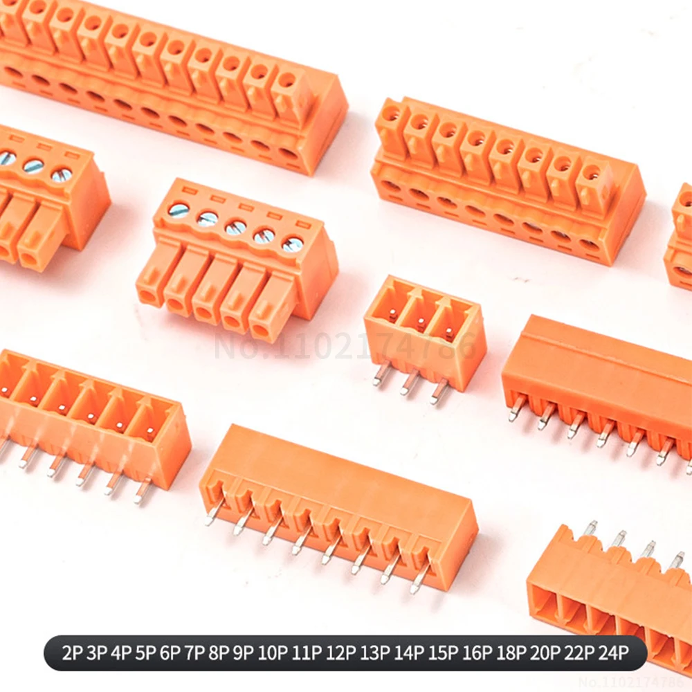 (5 Sets) 15EDGK 15EDGVC 15EDGRC - 3.81mm solder-tab pluggable, orange straight/angled pin sockets orange KF 2EDGK/VC/RC 3.81