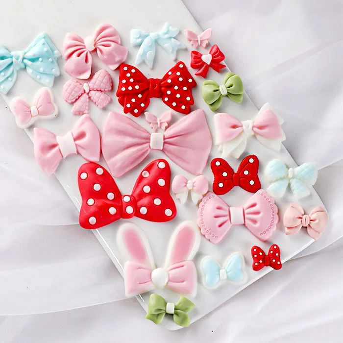 

Diy Bow Series Silicone Molds Cake Dessert Table Scene Chocolate Fondant Plaster Resin Molds Cake Decoration Accessories