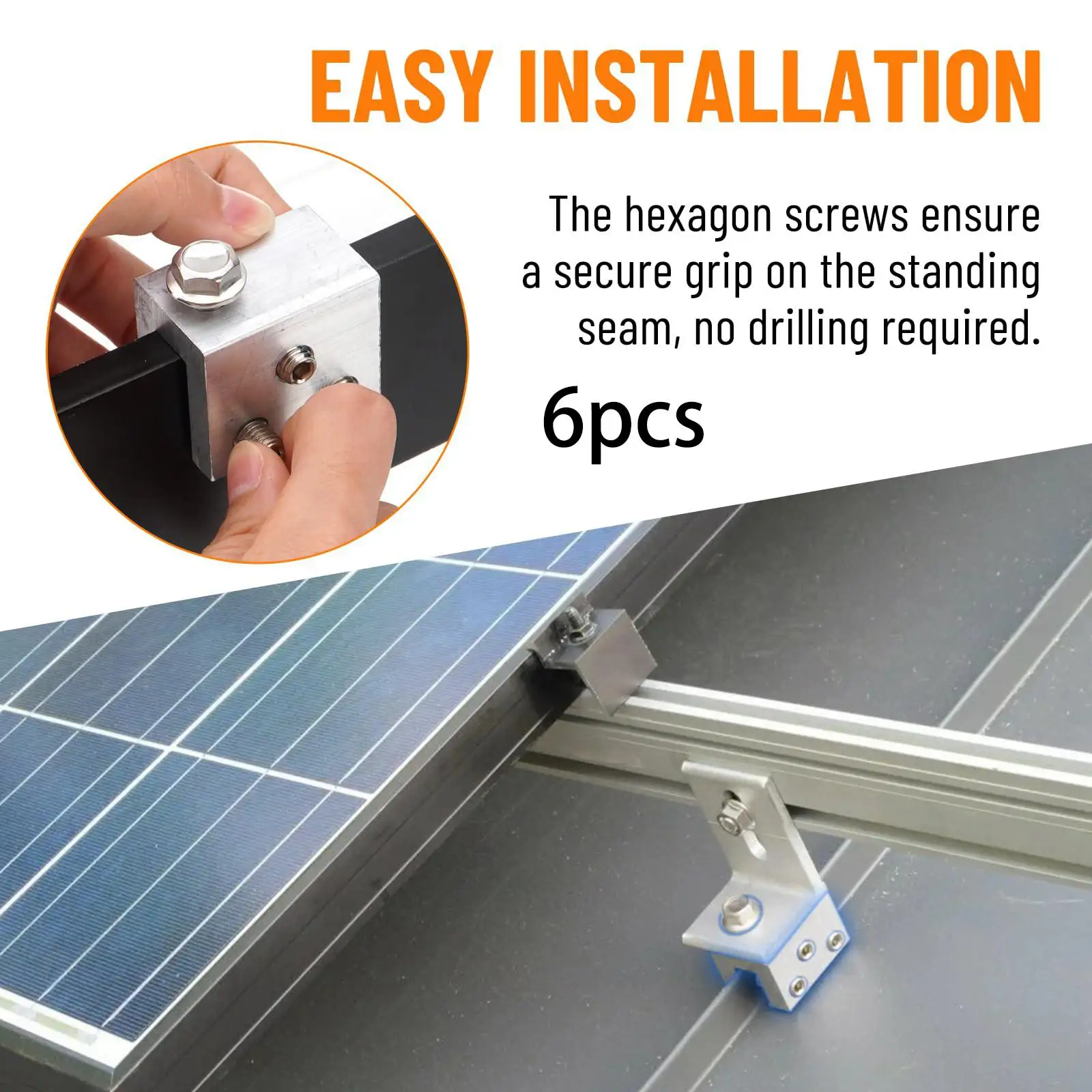 Standing Seam Roof Clamps Durable Metal Roof Fixing Bracket Easy Install Support Accessory for Solar Panel Mounting