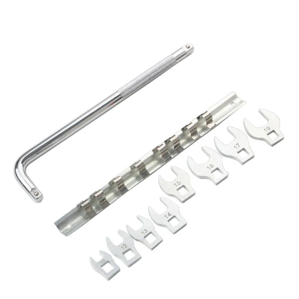 Imagem -05 - Intercambiáveis Cabeças Bent Bar Drive Crowfoot Wrench mm Metric Atinge Fixadores Ocasiões de Produção Bent Bar