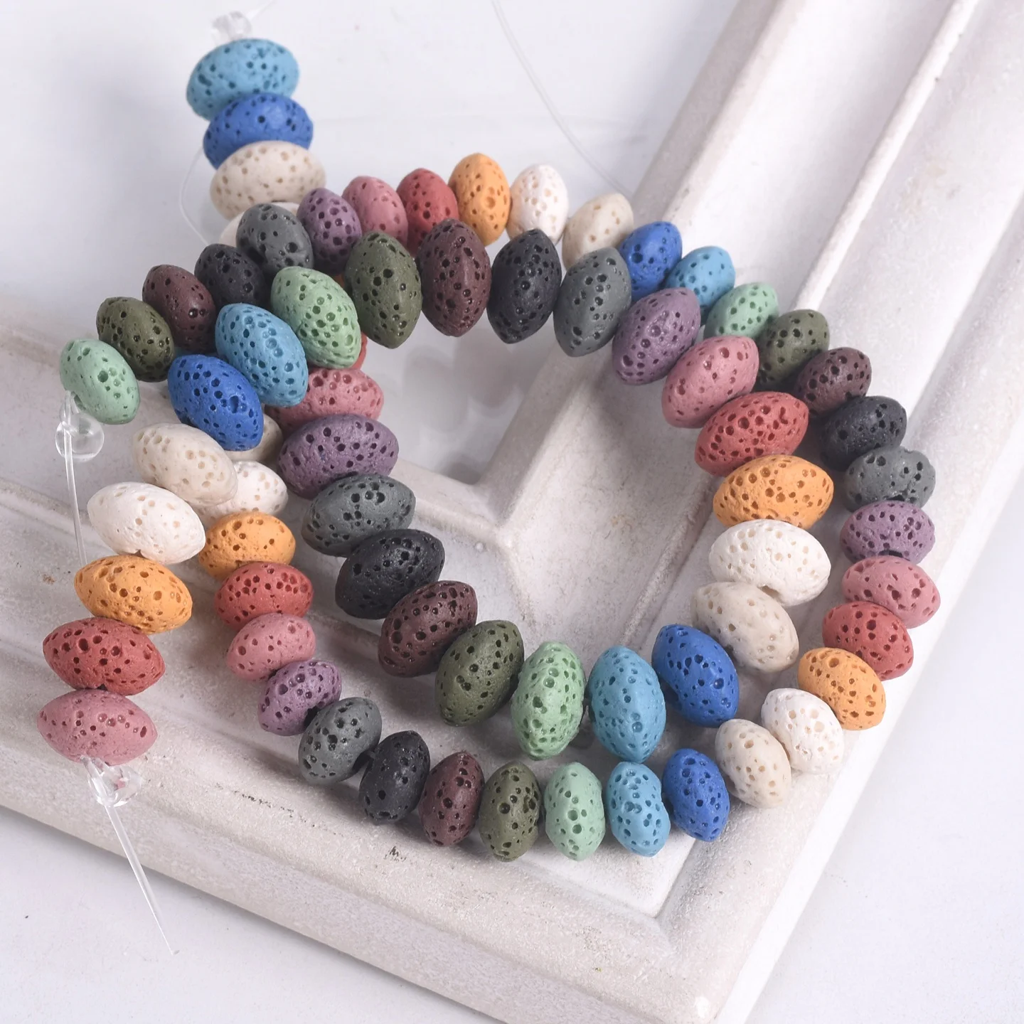 

1 Strand Natural Volcano Lava Stone 5x8mm 6x10mm Rondelle Crafts Beads Lot For Jewelry Making DIY Bracelet Findings