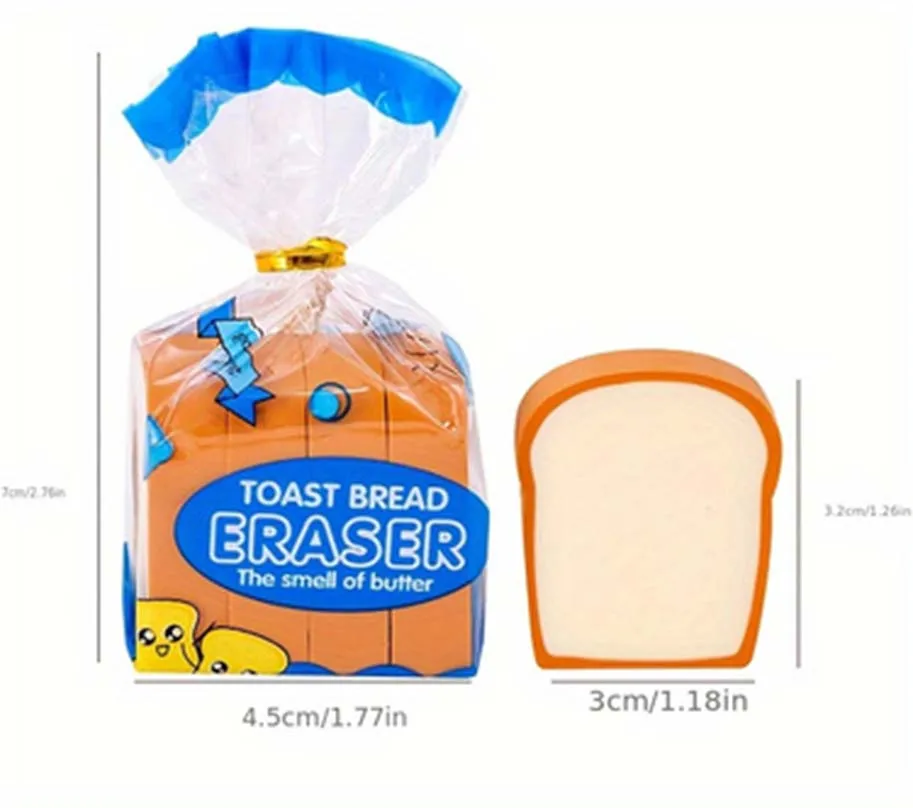 Creative cute simulation toast eraser Student school supplies fun gift small gift points reward