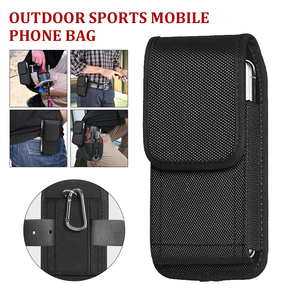 Tactical Cell Phone Pouch Holster with D Shaped Buckle Protable Wallet Card Waist Pack Outdoor Sports Nylon Carrying Case