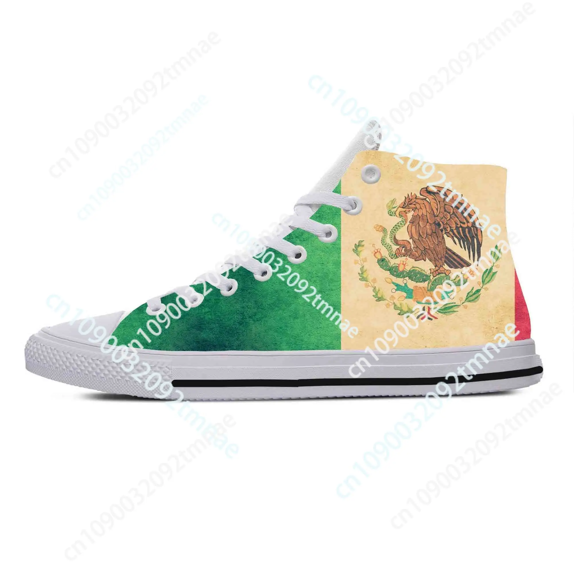 

Mexico Mexican Flag Patriotic Pride Fashion Funny Casual Cloth Shoes High Top Comfortable Breathable Custom Men Women Sneakers