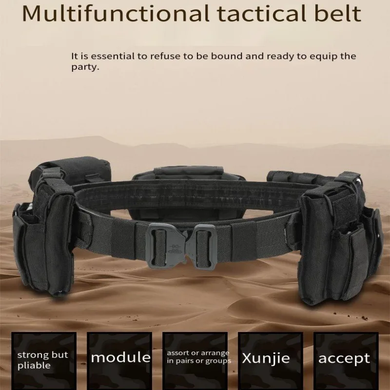 

Hunting Tactical Battle Belt with Accessories Tactical Combat Belt Quick Release Rigger Belt Heavy Duty Belts 8 Pcs