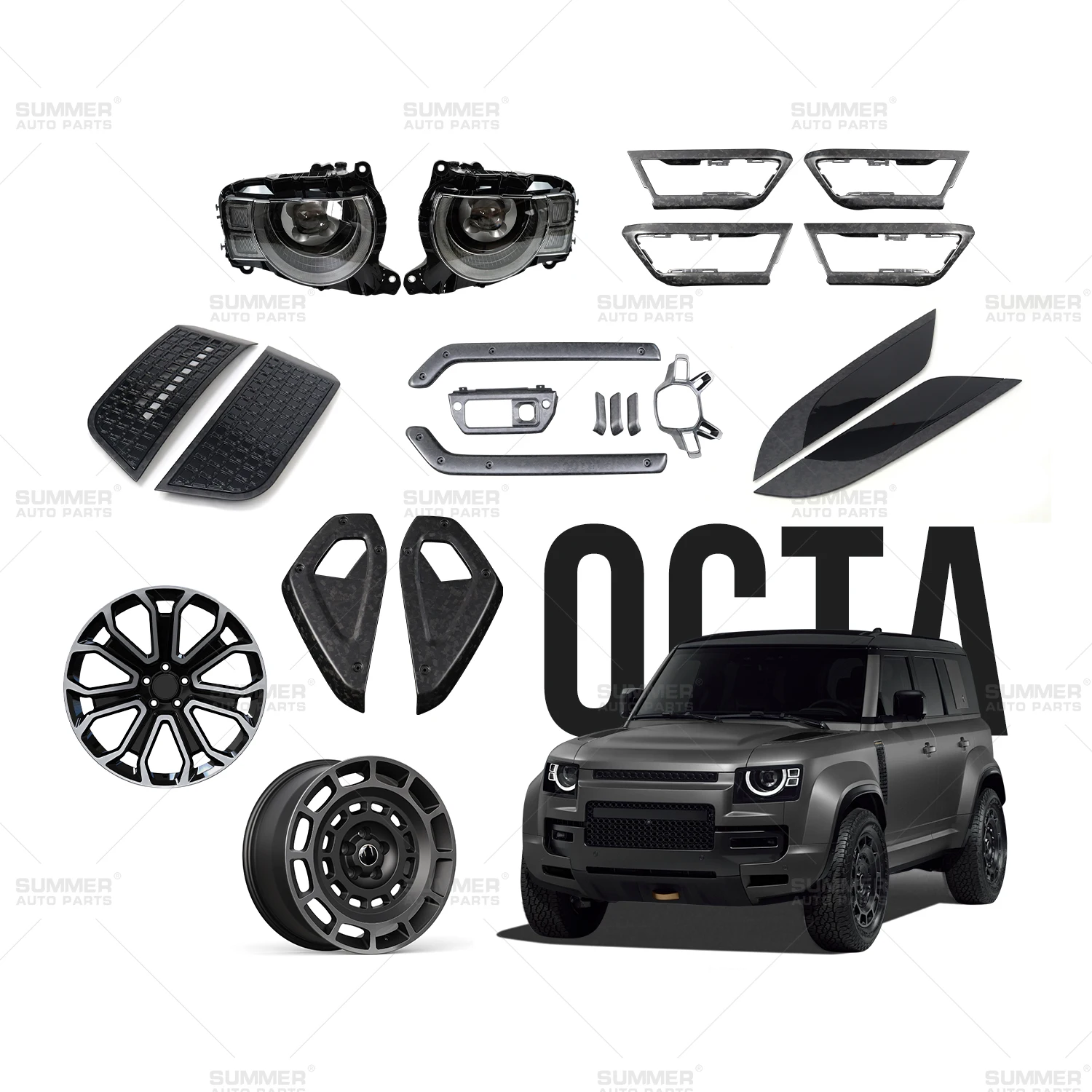

Car Upgrade Accessories Octa Style Offroad Wheel Rims Forged Carbon Fiber Kit for Defender Octa Kit L663 2025
