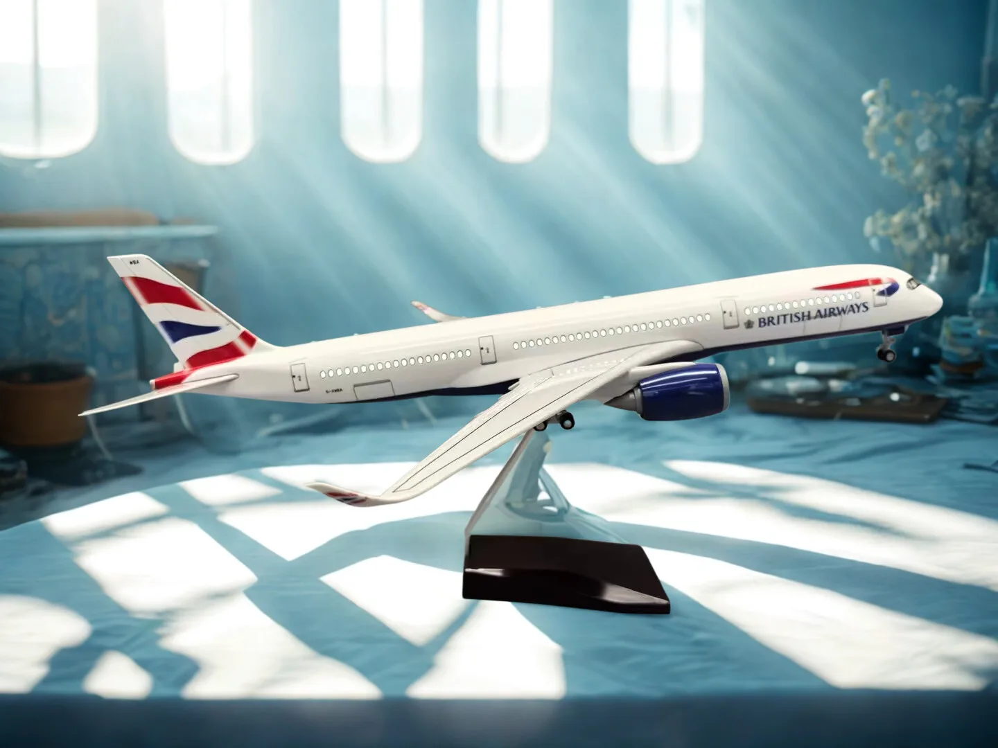 

1/142 Scale Aircraft Model Toys A350 British Airways Airline Model Airplane Working Lights For Kids Toys Accessories Display