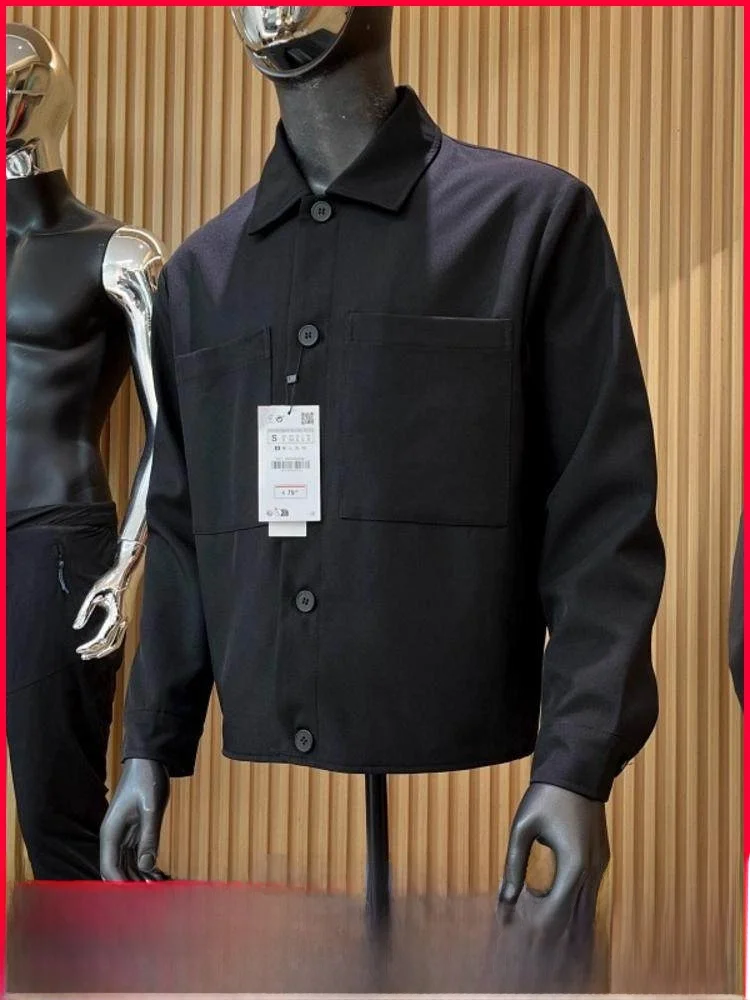 

Spani Order Мужская повседневная рабочая одежда irt Sle Jaet Осенний сезон Универсальная верхняя одежда Stand Fit Long Sve Pure Color