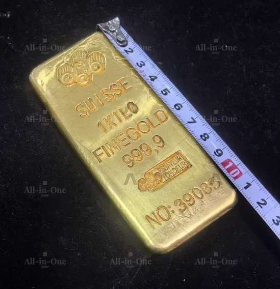 1:1 Copy Switzerland 1kilo/1000g 24k Gold Bar Bullion Replica  Jewelry Store Bank Display Anti-theft Sample