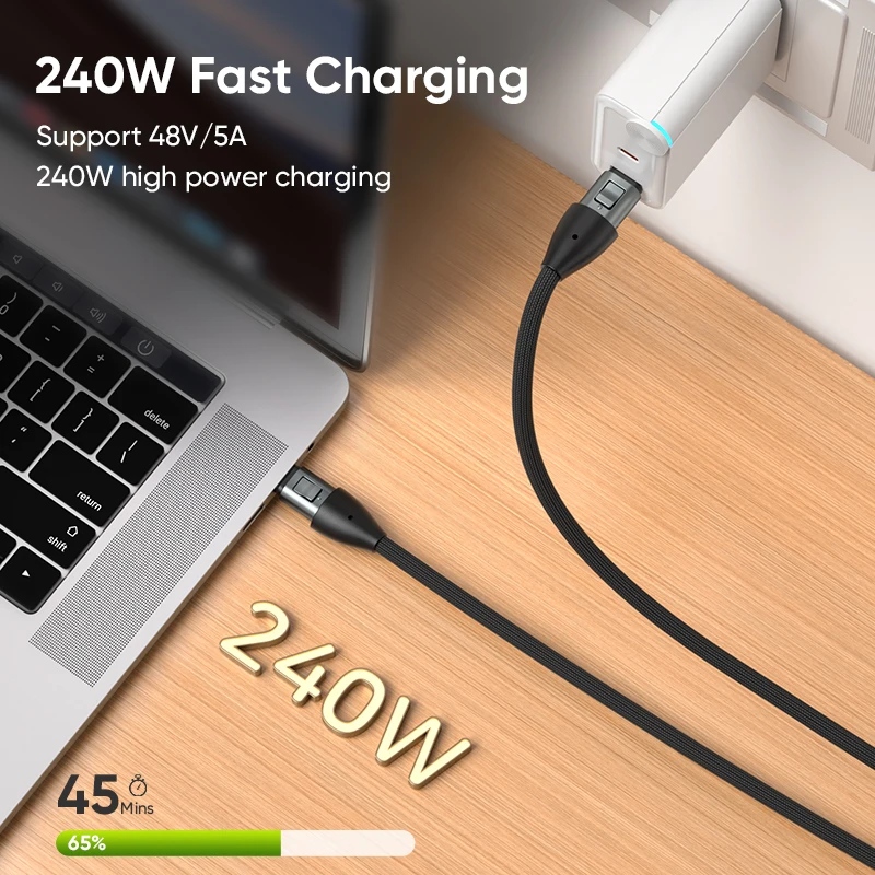 AUFU 240W Type C To Type C Cable 5A Fast Charging Keychain USB C Lanyard Data Cable For iPhone 17 16 15 Xiaomi Samsung Macbook