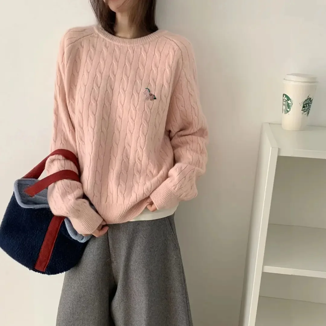 

Новогодний свитер для женщин: повседневный, свободного кроя, вязаный топ, модный, универсальный, осенне-зимний стиль