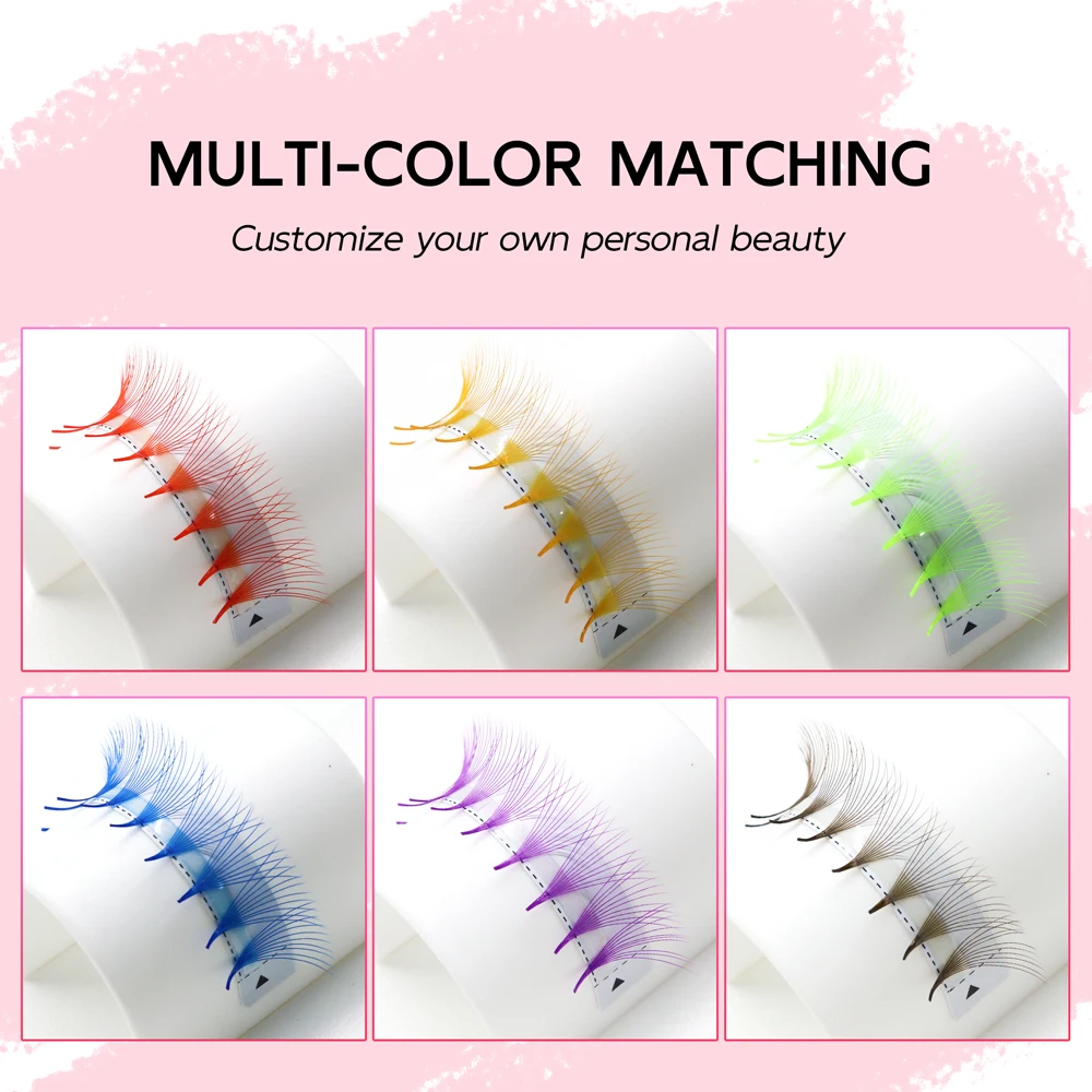 Colorful Premade Volume Fans 6D MIX Individual Lashes 12 Rows Pre Made Russian Volume Fan Eyelash Extension Faux Mink Make Up