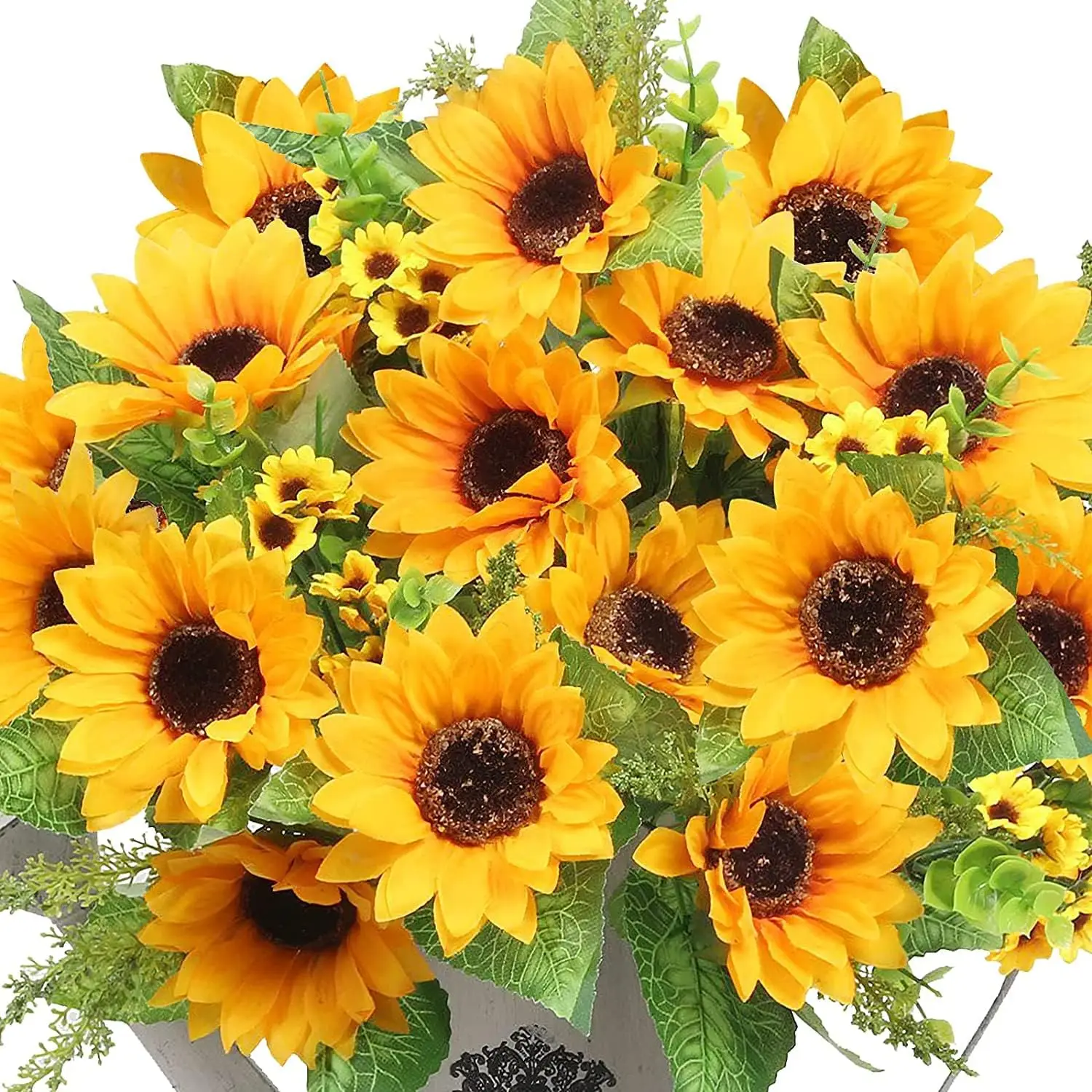 Artificial Sunflower Bouquets,2 Bunches Fake Wildflowers for Baby Shower  Wedding Spring Decor, Bride Holding Flowers,DIY Garden