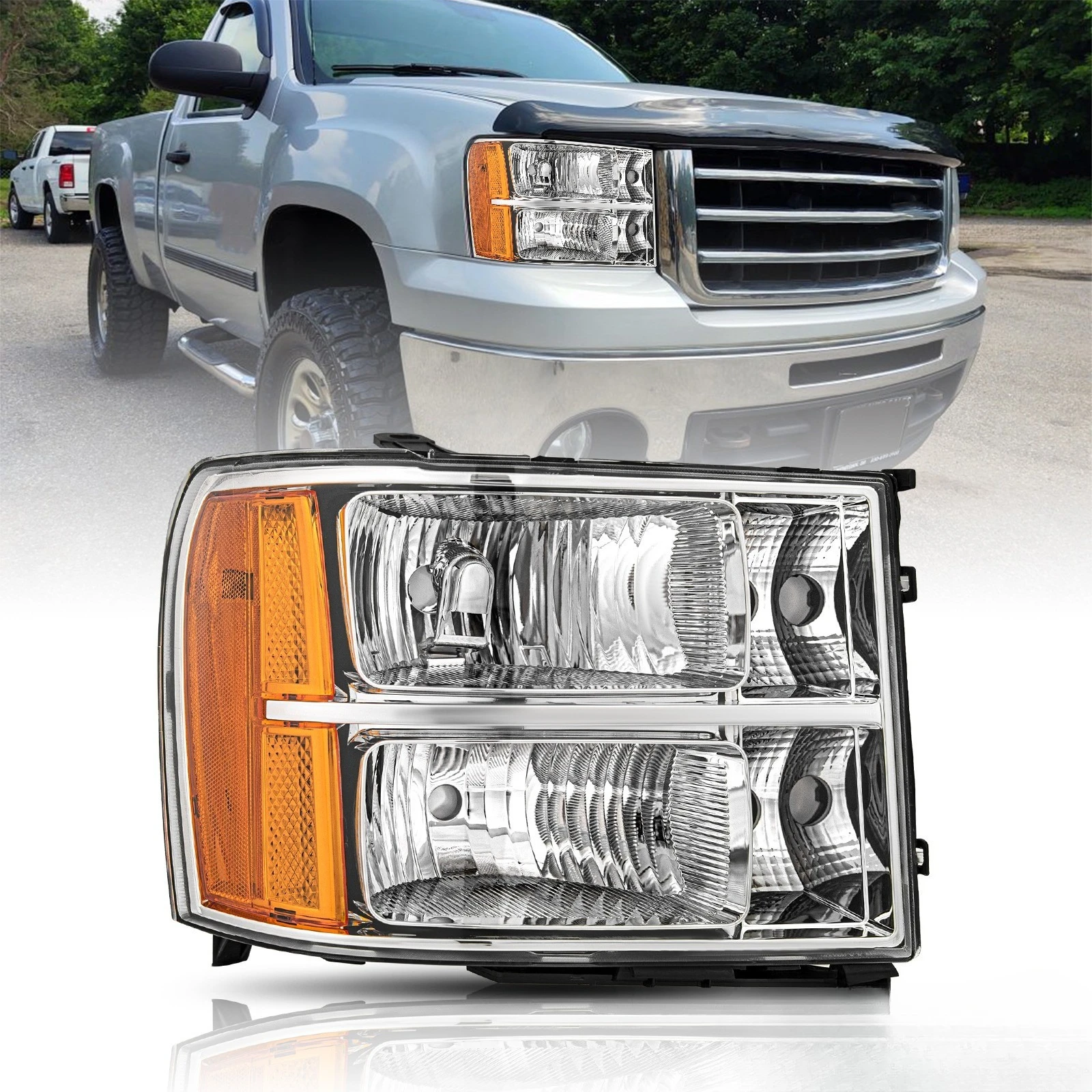 

Passenger For 2007-2013 GMC Sierra 1500 2500HD 3500HD [OE Style] Headlight
