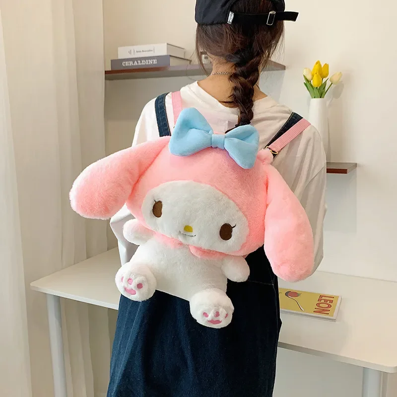 Kawaii Plush Backpacks Cute Cinnamorol Mymelody Kuromi Hello Kitty Kawaii Bags Mini Anime Backpack Shoulder Bag Messenger Bag