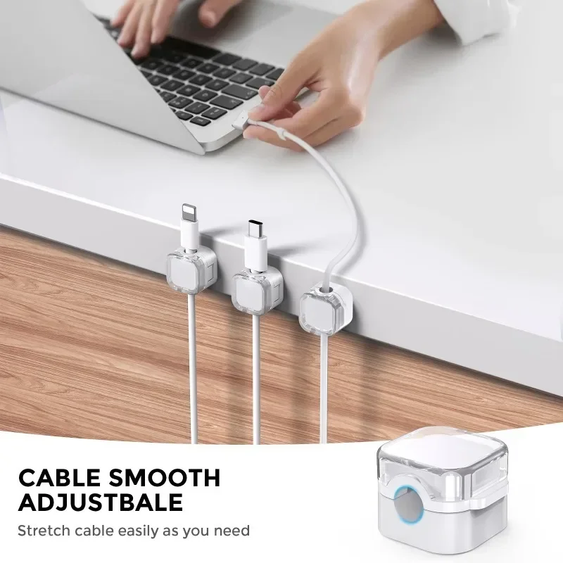 Colorful 6 PCS Magnetic Cable Clips Cable Smooth Adjustable Cord Holder Under Desk Cable Management Wire Keeper Cables Organizer