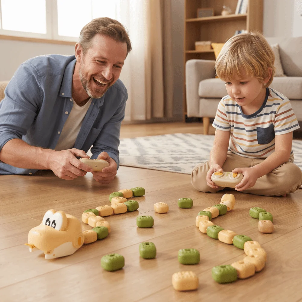 Vehicle Magnetic RC Snake Car Interactive Rechargeable Remote Control Car Bead Eating Desktop Greedy Snake Car Tabletop Game