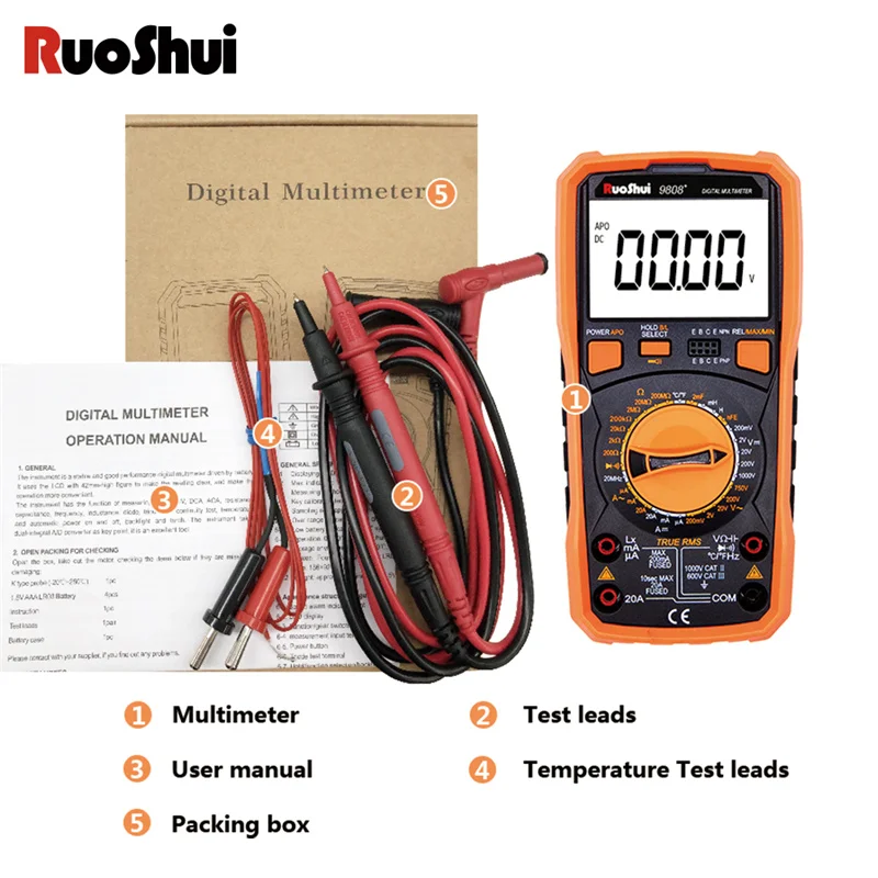 Imagem -05 - Multímetro Digital de Alta Precisão Ferramentas Eletricista Tester Freqüência Medição de Temperatura com Lcr Capacimetro Indutância 20h