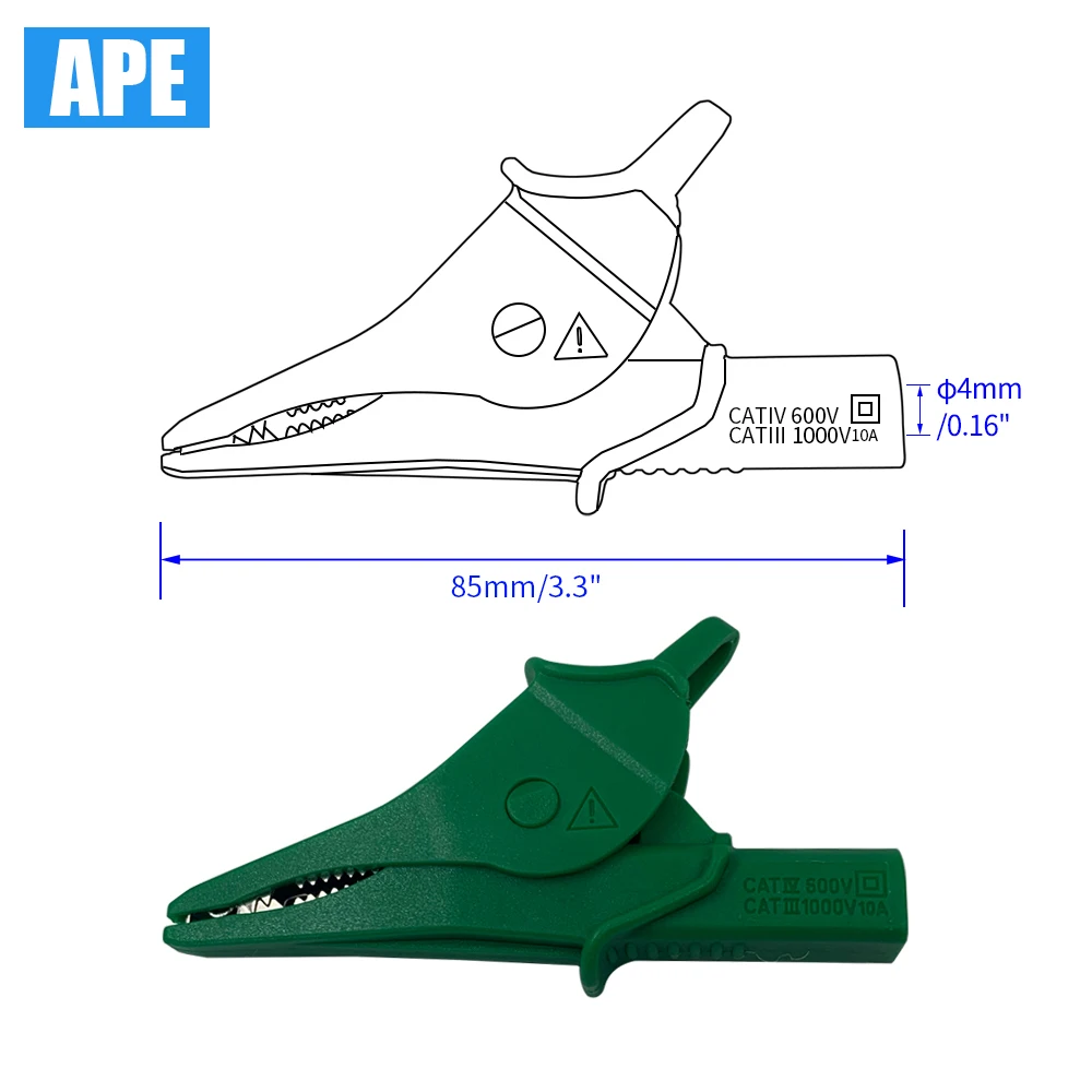 1pc Heavy Duty Alligator Clips Full Insulated Safe Crocodile Clips with 4mm Banana Jack Socket for electrical Test