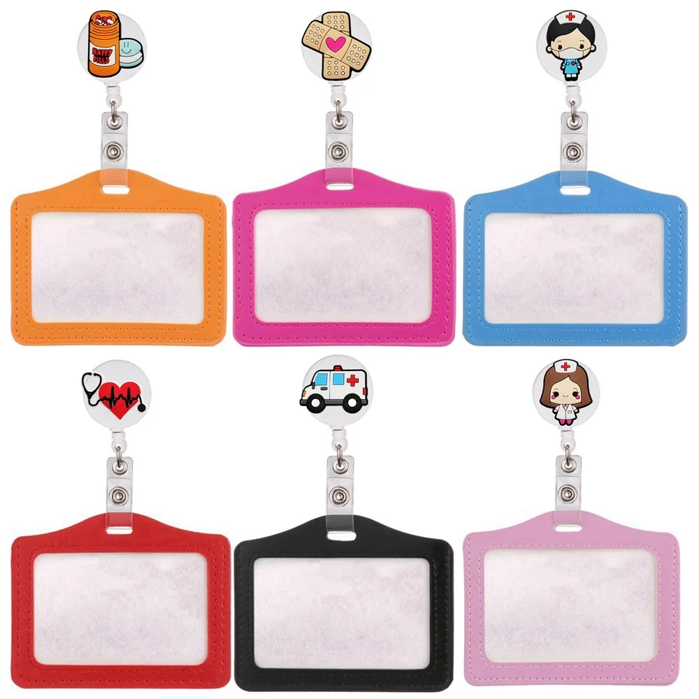 Cartoon Hospital Medical Nurse Doctor Badge Reel Clip Student IC ID Name Card Holder Easy Retractable Keychains Brooches Gifts