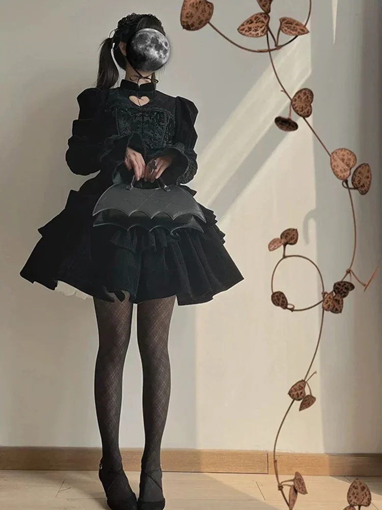 Robe de Flocage Lolita Gothique Sombre, OP, Amissié, Doux, Cool, Lapin, Princesse d'Halloween