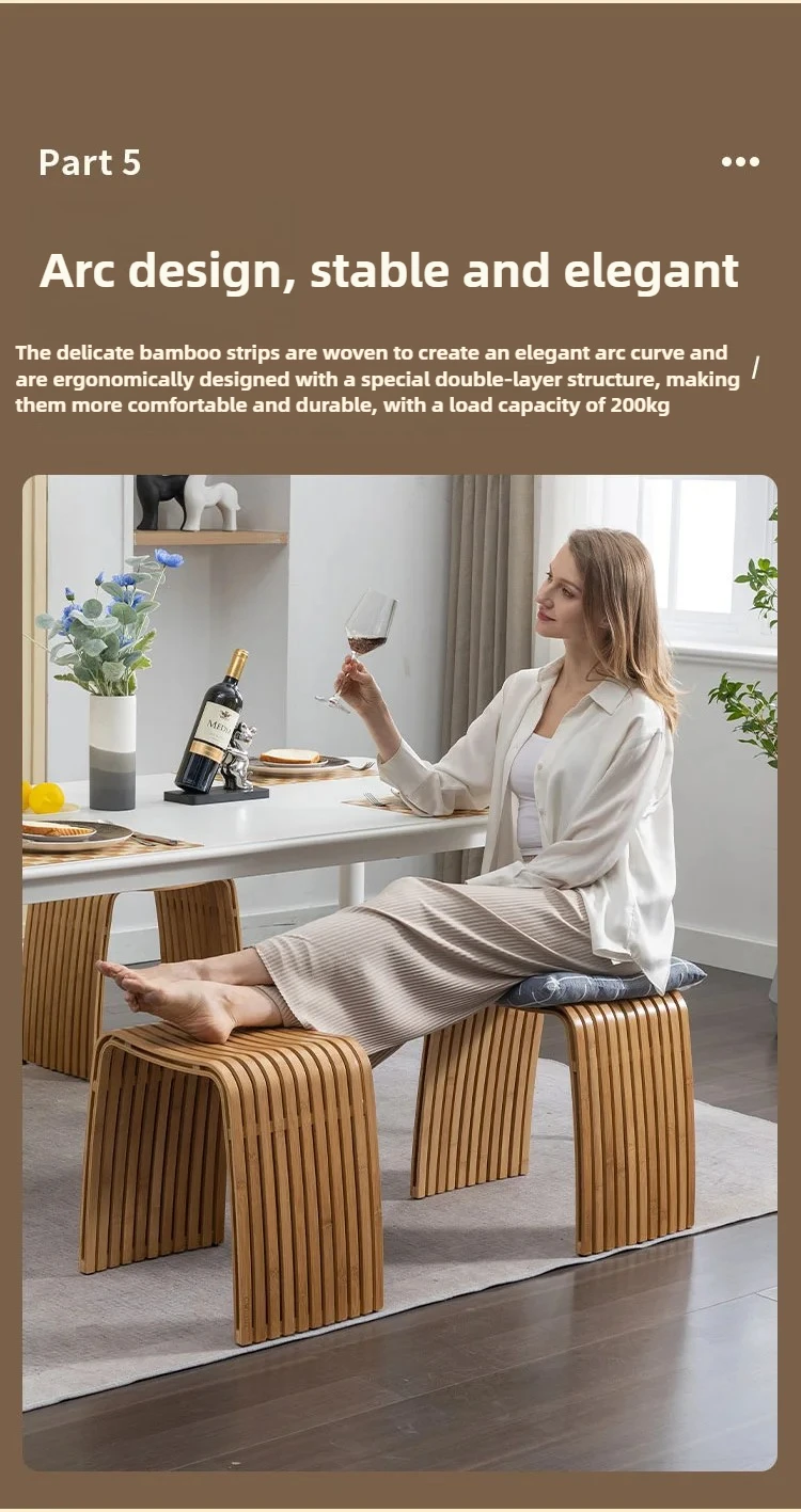 Simple Bamboo Living Room Dining Stool Furniture Modern Home Casual Shoe Changing Stool Strong and Durable Dressing Chair