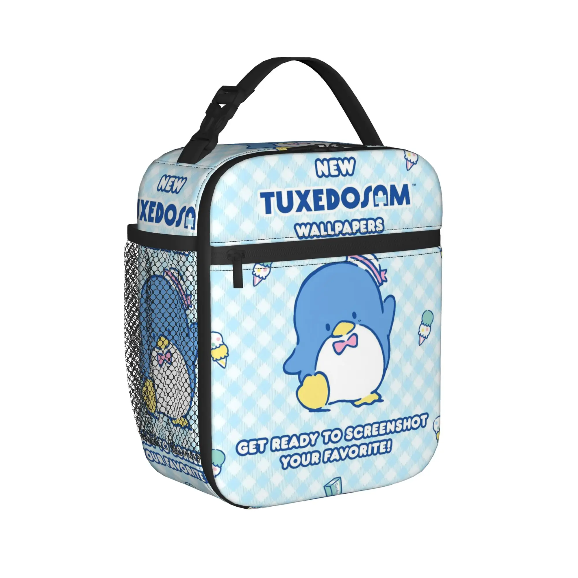 

Tuxedosam Blue Penguin Insulated Lunch Bag Thermal Bag Lunch Container Cartoon Tote Lunch Box Food Handbags School Picnic