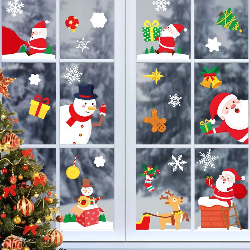 Merry Christmas Decoration for Home 2026 Wall Window Sticker Ornaments Garland New Year Festoon Christmas Decoration