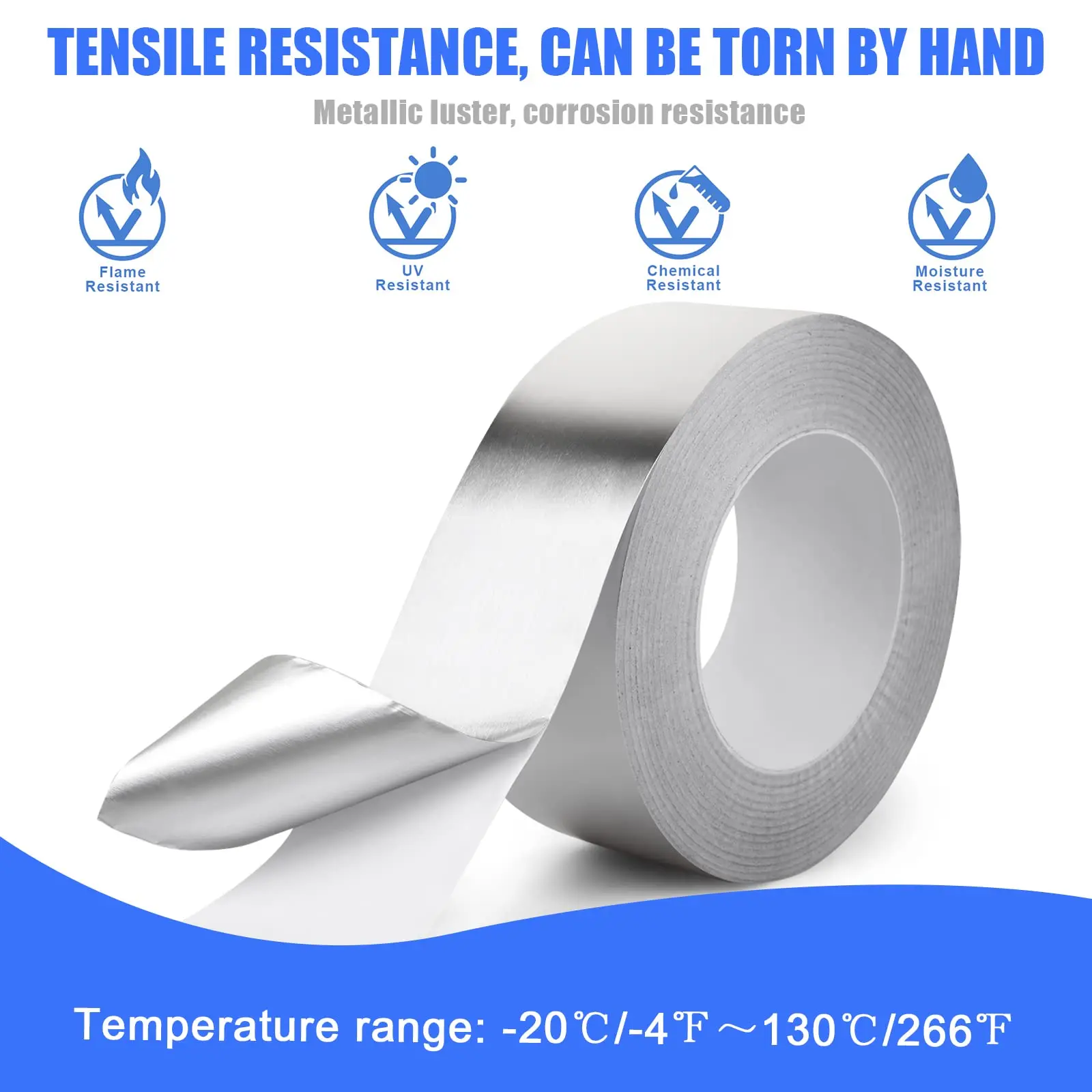 GTSE Aluminum Foil Tape,Multi-Purpose Silver Metal Tape,Adhesive Sealing Foil Heat Insulation Leak Proof Tape