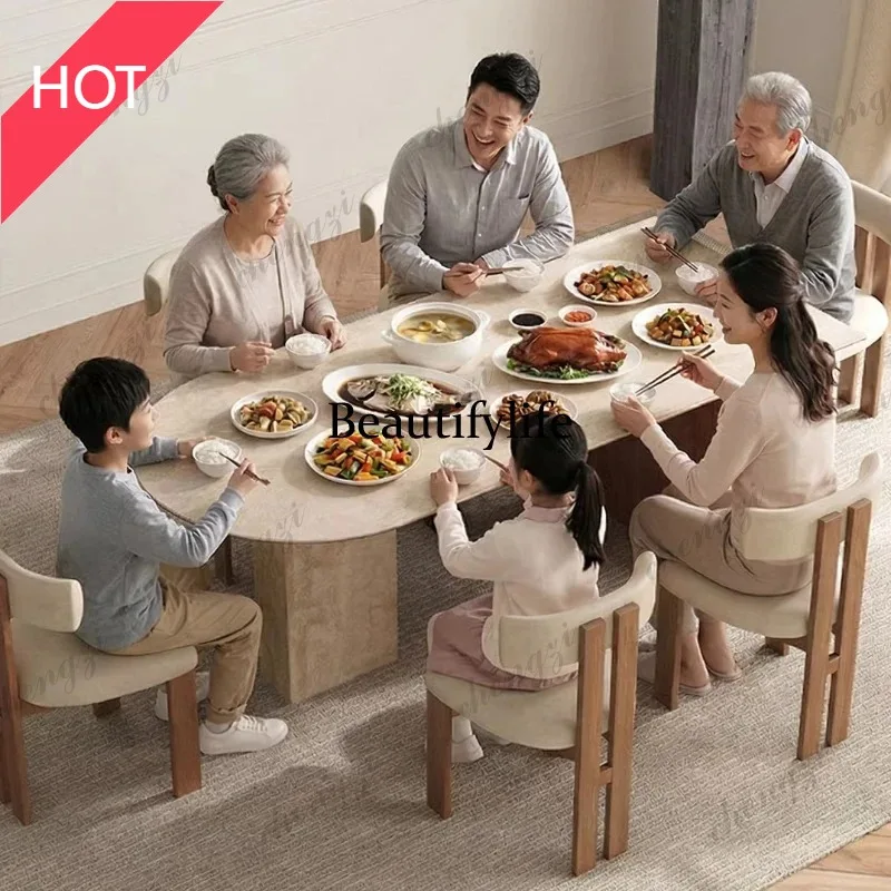 A49 140cm 160cm 180cm Travertine rock slab living room dining tables and sets 4 chairs dining rooms pliante kitchen table furni