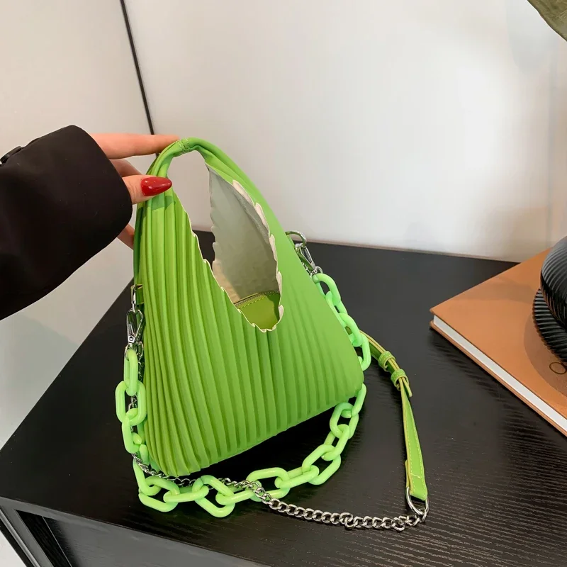 2 Set Tote Bag For Women Fashion Chain Crossbody Bucket Handbag Travel Bag Green Pink Black Silver Female Composite Bag Trend