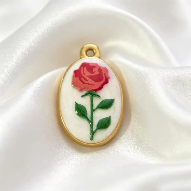 Blumen-Emaille-Anhänger, 5/8 Stück, kleine Größe, für DIY-Arbeiten, zum Basteln von Armbändern, Halsketten, Handybändern und Schmuck. – Detail 12